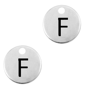 Metaal bedels DQ letter F Antiek zilver (nikkelvrij)