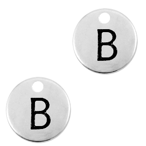 Metaal bedels DQ letter B Antiek zilver (nikkelvrij)