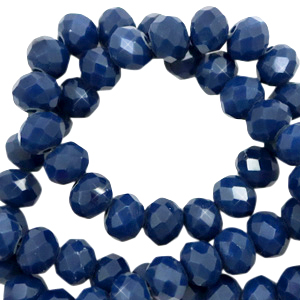 Facet kralen top quality disc 4x3 mm Ensign blue-pearl shine coating