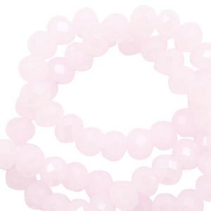 Facet kralen top quality disc 6x4 mm Oleander pink-pearl shine coating