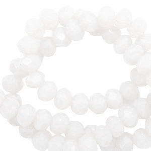 Facet kralen top quality disc 6x4 mm Brilliant white-pearl shine coating