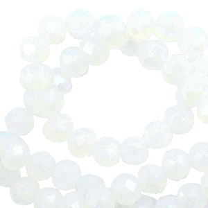 Facet kralen top quality disc 3x2mm Brilliant white crystal-pearl shine coating
