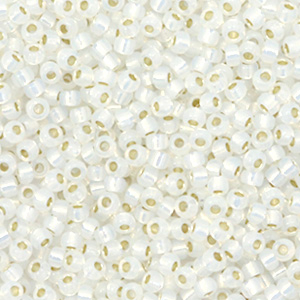 Miyuki 11/0 rocailles Gilt lined white opal 11-551