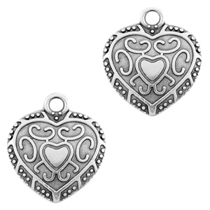 Metaal bedels DQ heart Antiek zilver (nikkelvrij)
