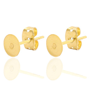 Benodigdheden van Stainless steel Roestvrij staal (RVS) oorstekers voor 7mm cabochon en SS34 flatback Goud