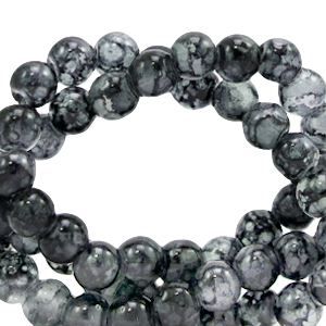 Glaskralen 4 mm gem&ecirc;leerd Dark grey