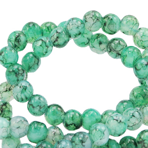 Glaskralen 6 mm gem&ecirc;leerd Green ash