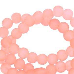 Glaskralen 6 mm mat Neon coral orange