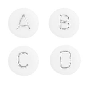 Acryl letterkralen mix Wit-zilver