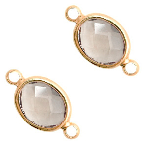 Crystal glas tussenstukken ovaal 16x9mm Black diamond crystal-gold