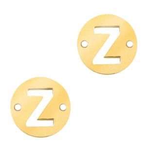 Bedels van Stainless steel Roestvrij staal (RVS) tussenstuk rond 10mm initial coin Z Goud