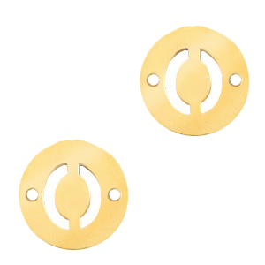 Bedels van Stainless steel Roestvrij staal (RVS) tussenstuk rond 10mm initial coin O Goud