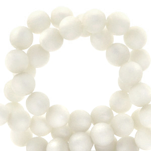 Super Polaris kralen 6 mm rond matt Brilliant white