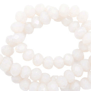 Facet kralen top quality disc 6x5 mm Soft white-pearl shine coating