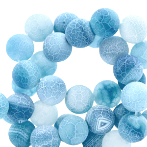 Natuursteen kralen calchedoon en agaat 8mm Sky blue