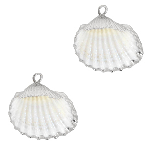Schelp hanger special Kokkel Silver-White