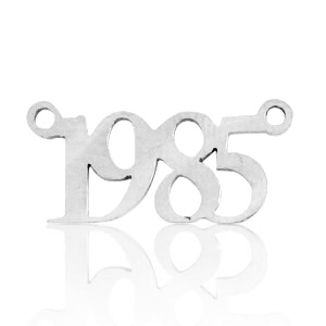 Bedels van Stainless steel Roestvrij staal (RVS) tussenstuk jaartal 1985 Zilver