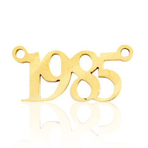 Bedels van Stainless steel Roestvrij staal (RVS) tussenstuk jaartal 1985 Goud