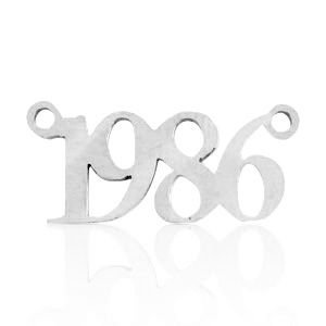 Bedels van Stainless steel Roestvrij staal (RVS) tussenstuk jaartal 1986 Zilver