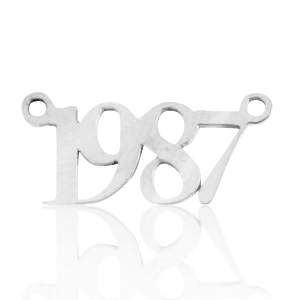 Bedels van Stainless steel Roestvrij staal (RVS) tussenstuk jaartal 1987 Zilver