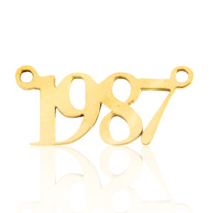 Bedels van Stainless steel Roestvrij staal (RVS) tussenstuk jaartal 1987 Goud
