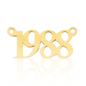 Bedels van Stainless steel Roestvrij staal (RVS) tussenstuk jaartal 1988 Goud