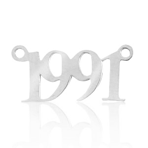 Bedels van Stainless steel Roestvrij staal (RVS) tussenstuk jaartal 1991 Zilver