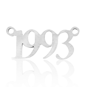 Bedels van Stainless steel Roestvrij staal (RVS) tussenstuk jaartal 1993 Zilver