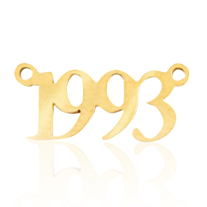 Bedels van Stainless steel Roestvrij staal (RVS) tussenstuk jaartal 1993 Goud