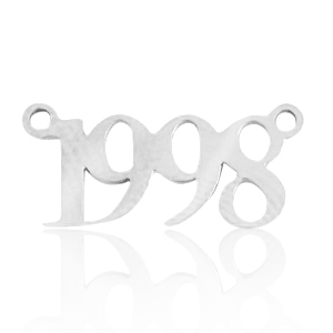 Bedels van Stainless steel Roestvrij staal (RVS) tussenstuk jaartal 1998 Zilver