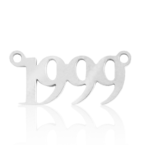 Bedels van Stainless steel Roestvrij staal (RVS) tussenstuk jaartal 1999 Zilver