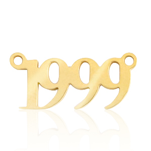 Bedels van Stainless steel Roestvrij staal (RVS) tussenstuk jaartal 1999 Goud