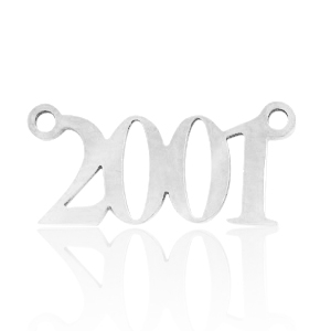 Bedels van Stainless steel Roestvrij staal (RVS) tussenstuk jaartal 2001 Zilver