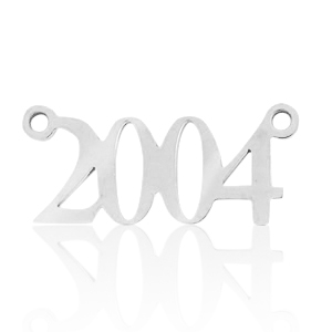 Bedels van Stainless steel Roestvrij staal (RVS) tussenstuk jaartal 2004 Zilver
