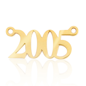 Bedels van Stainless steel Roestvrij staal (RVS) tussenstuk jaartal 2005 Goud