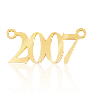 Bedels van Stainless steel Roestvrij staal (RVS) tussenstuk jaartal 2007 Goud