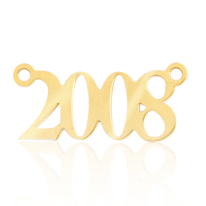 Bedels van Stainless steel Roestvrij staal (RVS) tussenstuk jaartal 2008 Goud