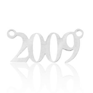 Bedels van Stainless steel Roestvrij staal (RVS) tussenstuk jaartal 2009 Zilver