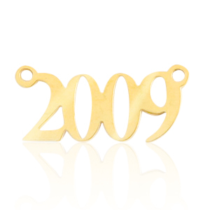 Bedels van Stainless steel Roestvrij staal (RVS) tussenstuk jaartal 2009 Goud
