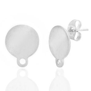 Oorbellen van Stainless steel Roestvrij staal (RVS) 10mm met oogje Zilver
