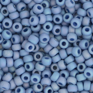 Miyuki 8/0 rocailles Opaque glazed frosted rainbow soft blue 8-4704