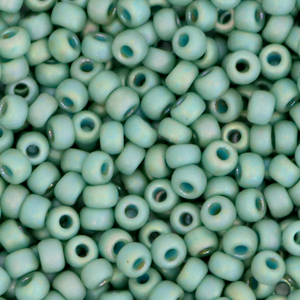 Miyuki 8/0 rocailles Opaque glazed frosted rainbow celadon green 8-4701