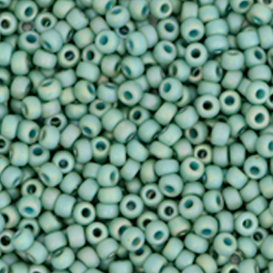 Miyuki 11/0 rocailles Opaque glazed frosted rainbow celadon green 11-4701