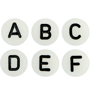 Acryl letterkralen glow-in-the-dark mix Off white-black