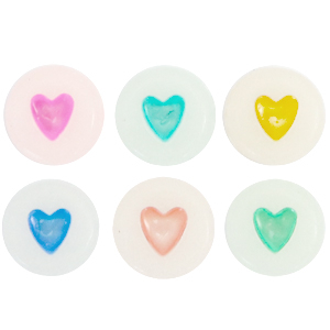 Acryl letterkralen hartjes glow-in-the-dark Off white-multicolour