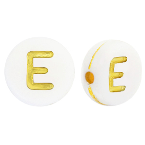 Acryl letterkralen E White-gold