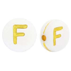 Acryl letterkralen F White-gold
