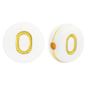 Acryl letterkralen O White-gold