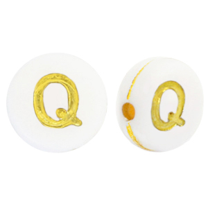 Acryl letterkralen Q White-gold
