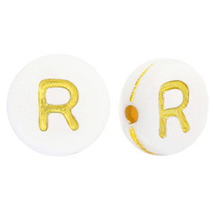 Acryl letterkralen R White-gold